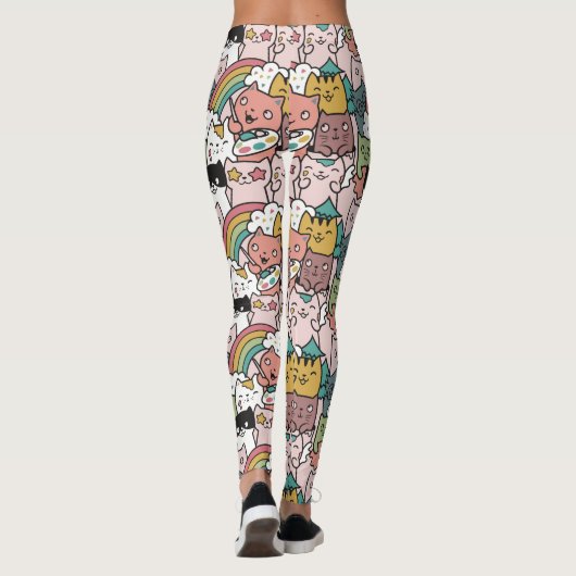 Cute Cat Pattern-Leggings Leggings (Achterkant)