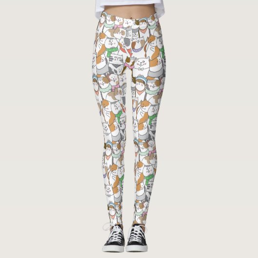 Cute Cat Pattern-Leggings Leggings (Voorkant)