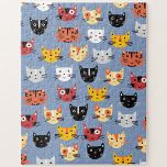 Cute Cat Pattern Legpuzzel<br><div class="desc">Een schattig patroon van kleine katjes op een blauwe achtergrond. Originele kunst van Nic Squirrell. Ideaal voor dierenvrienden.</div>