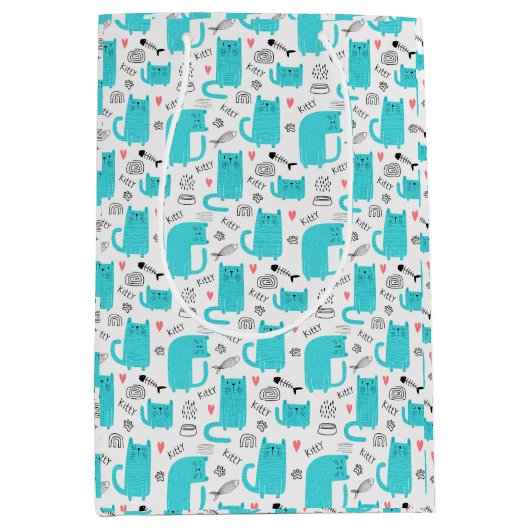Cute Cat Pattern Medium Cadeauzakje (Voorkant)