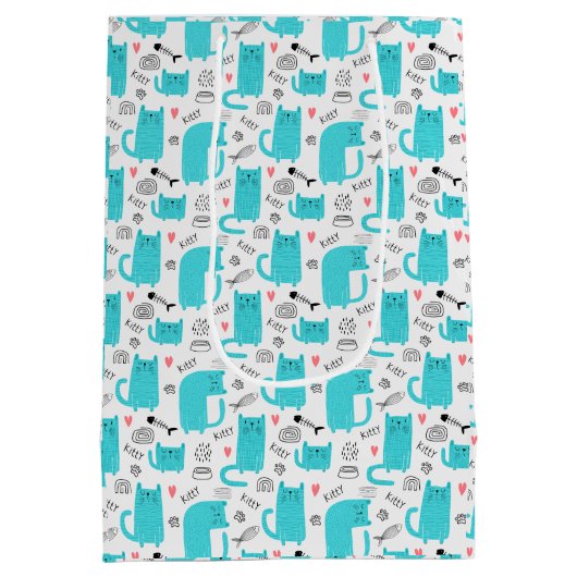 Cute Cat Pattern Medium Cadeauzakje (Achterkant)