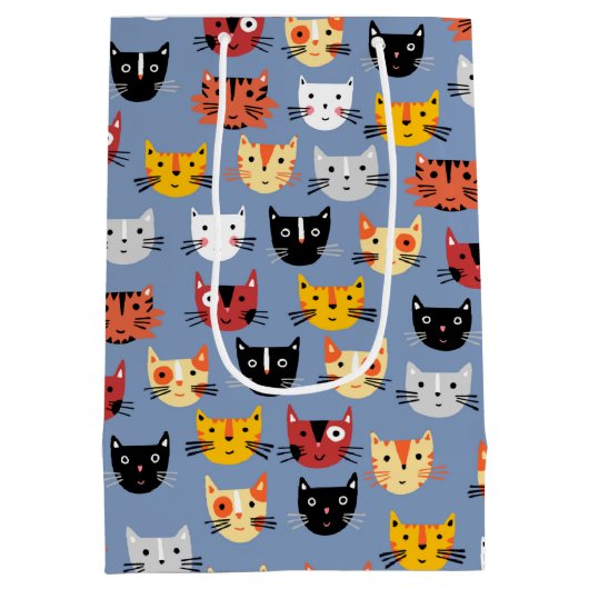 Cute Cat Pattern Medium Cadeauzakje (Achterkant)