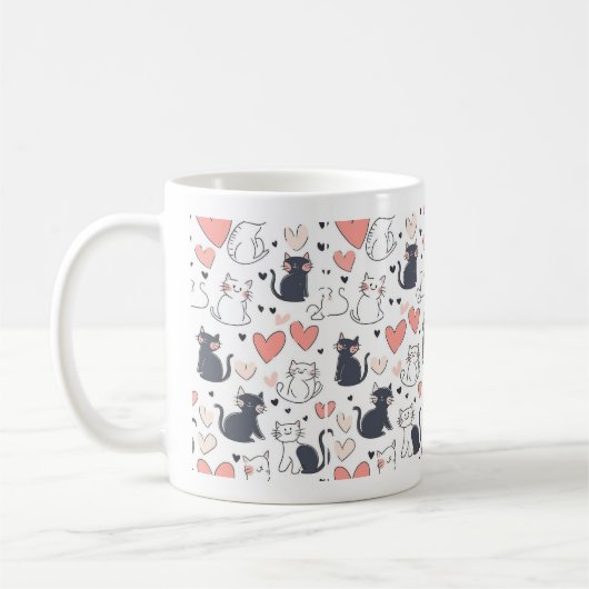 Cute Cat Pattern Mug Koffiemok (Links)