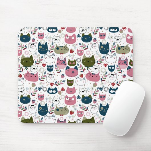 Cute Cat Pattern Muismat (Met muis)
