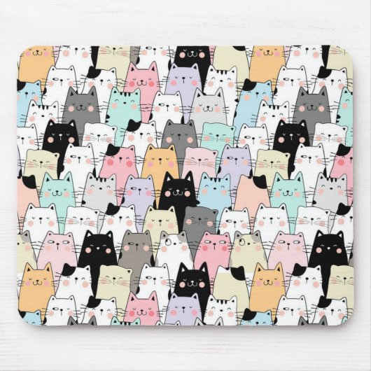 Cute Cat Pattern Muismat (Voorkant)