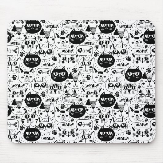 Cute Cat Pattern Muismat (Voorkant)