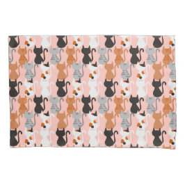 Cute Cat Pattern on Blush Pink Kussensloop