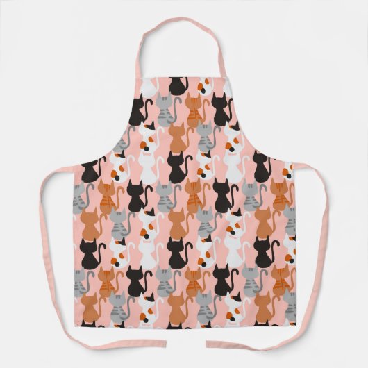 Cute Cat Pattern on Blush Pink Schort (Voorkant)
