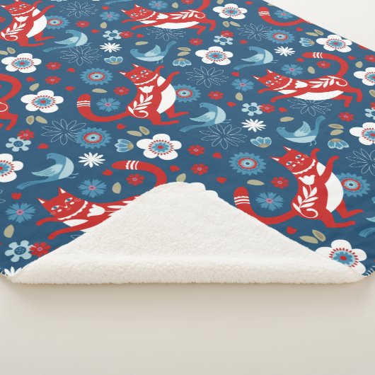 Cute Cat Pattern Sherpa Deken (3/4)