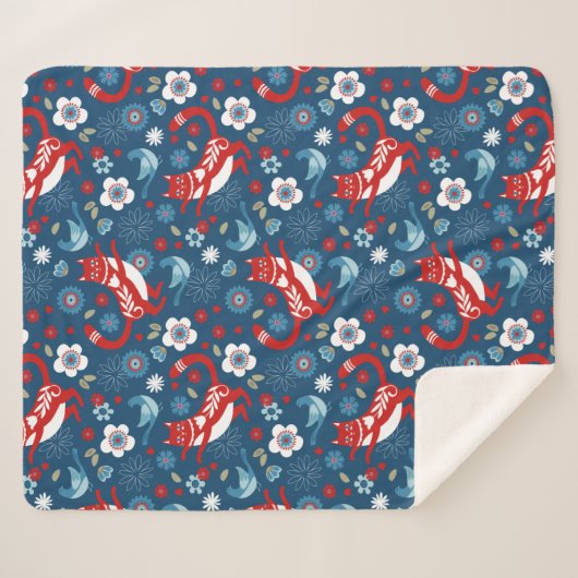 Cute Cat Pattern Sherpa Deken (Voorkant (horizontaal))