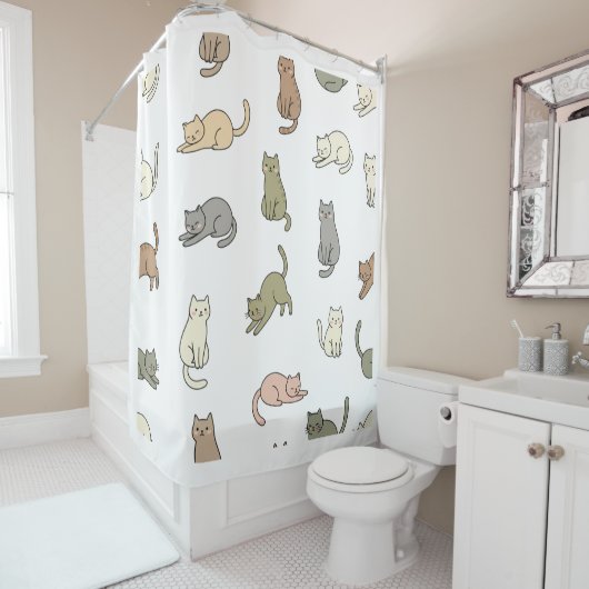 Cute Cat Pattern Shower Curtain Douchegordijn (In situ)