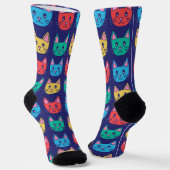 Cute Cat Pattern Sokken (Gebogen)