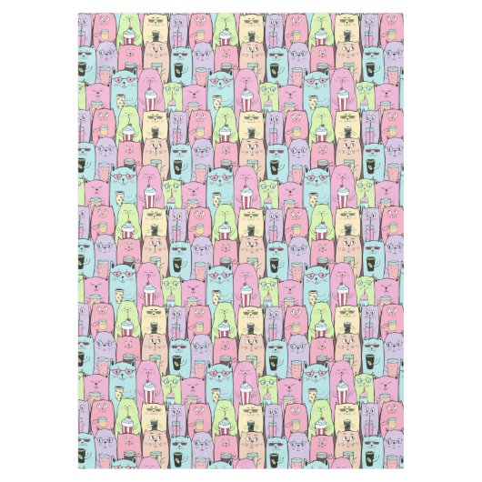 Cute Cat Pattern Tafelkleed (Voorkant)