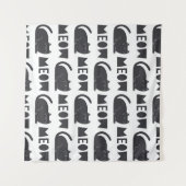 cute cat pattern. Vintage illustration Wandkleed (Voorkant (horizontaal))