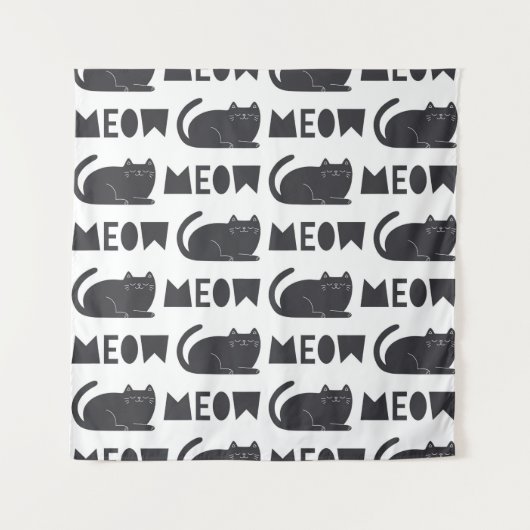 cute cat pattern. Vintage illustration Wandkleed (Voorkant)