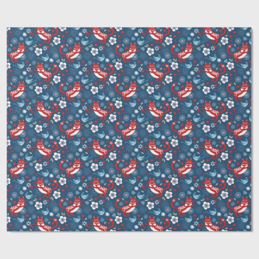 Cute Cat Pattern Wrapping Paper Cadeaupapier (Vlak)