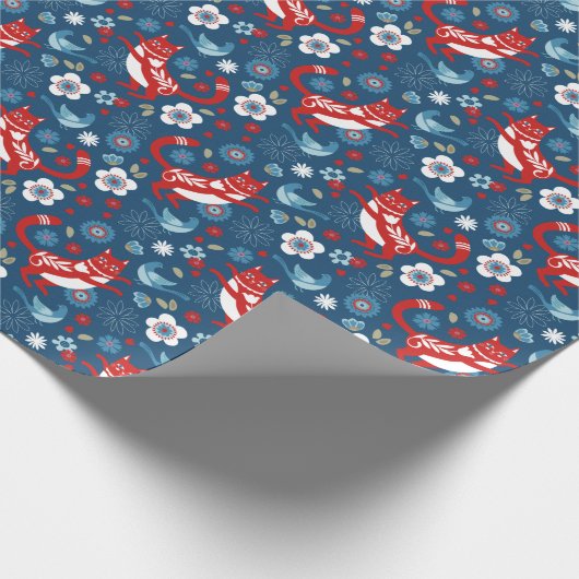Cute Cat Pattern Wrapping Paper Cadeaupapier (Hoek)