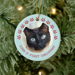 Cute Cat Paw Prins Lijst kerstmis Keramisch Ornament