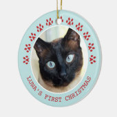 Cute Cat Paw Prins Lijst kerstmis Keramisch Ornament (Links)