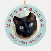 Cute Cat Paw Prins Lijst kerstmis Keramisch Ornament (Achterkant)