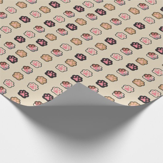 Cute Cat Paws Patroon Cadeaupapier (Hoek)