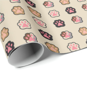 Cute Cat Paws Patroon Cadeaupapier