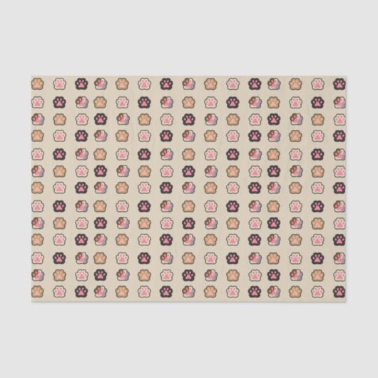 Cute Cat Paws Patroon Tissuepapier (Voorkant)