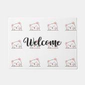 Cute Cat Peeking Welcome Deurmat (Voorkant)