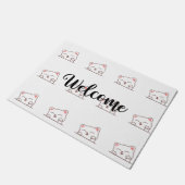 Cute Cat Peeking Welcome Deurmat (Schuin)
