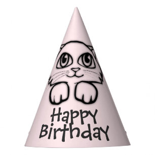 Cute Cat Peking Pink Birthday Feesthoedjes