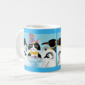 Cute cat penguin birthday party mug koffiemok (Voorkant links)