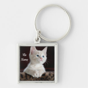 Cute cat Personalized afbeelding Sleutelhanger