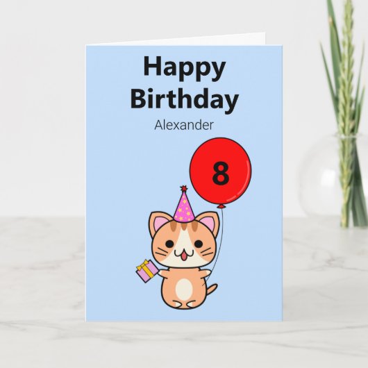 Cute Cat Personalized Birthday Kaart (Voorkant)