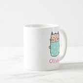 Cute Cat Personalized Custom Name Coffee Mok (Voorkant rechts)