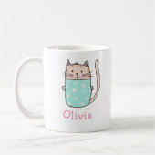Cute Cat Personalized Custom Name Coffee Mok (Links)