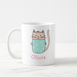 Cute Cat Personalized Custom Name Coffee Mok