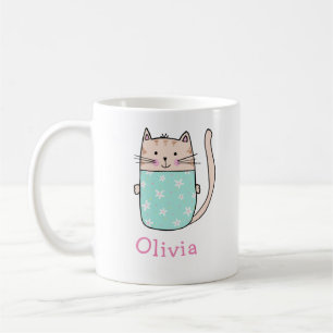 Cute Cat Personalized Custom Name Coffee Mok