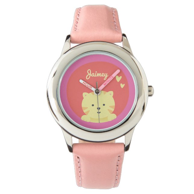 Cute Cat - Personalized Kinder Watch Horloge (Voorkant)
