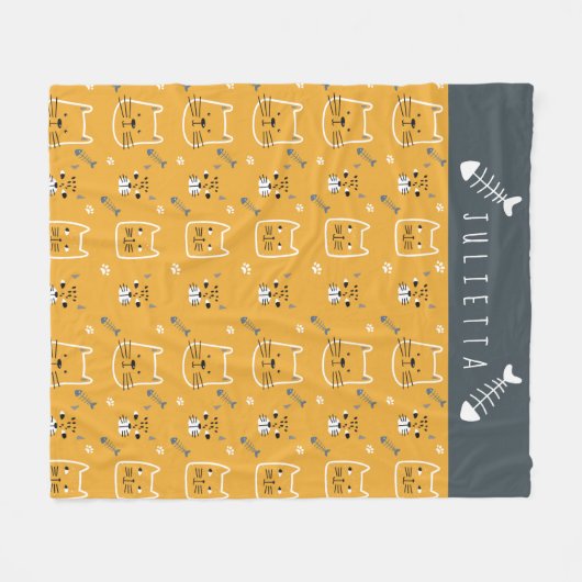Cute Cat Personalized Modern Pattern Fleece Deken (Voorkant (Horizontaal))