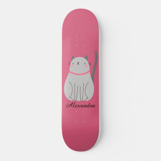 Cute Cat Personalized Persoonlijk Skateboard (Voorkant)