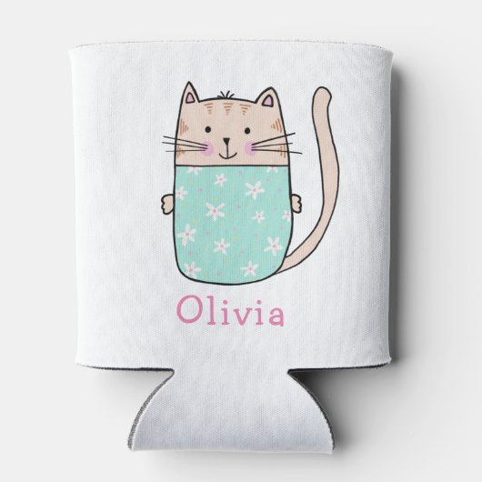 Cute Cat Personated Custom Name Blikjeskoeler (Achterkant)