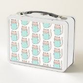 Cute Cat Personated Custom Name Metal Lunch Box (Achterkant)