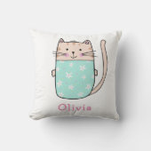 Cute Cat Personated Custom Name Pattern Kussen (Voorkant)