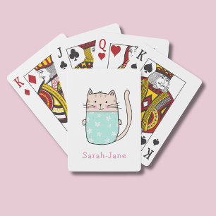 Cute Cat Personated Custom Name Pokerkaarten
