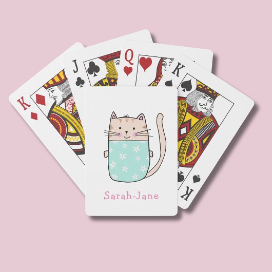 Cute Cat Personated Custom Name Pokerkaarten