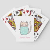 Cute Cat Personated Custom Name Pokerkaarten (Achterkant)