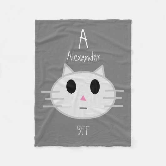 Cute Cat Personated Pet BFF Name Gepersonaliseerd Fleece Deken (Voorkant)