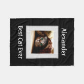 Cute Cat Personated Pet Photo Name Custom Fleece Deken (Voorkant (Horizontaal))