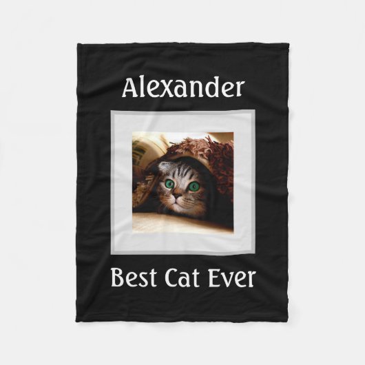 Cute Cat Personated Pet Photo Name Custom Fleece Deken (Voorkant)