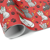 Cute Cat Persoonlijke Kerstmis Cadeaupapier (Rol Hoek)